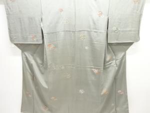 アンティーク　錦紗花模様織り出し漆着物